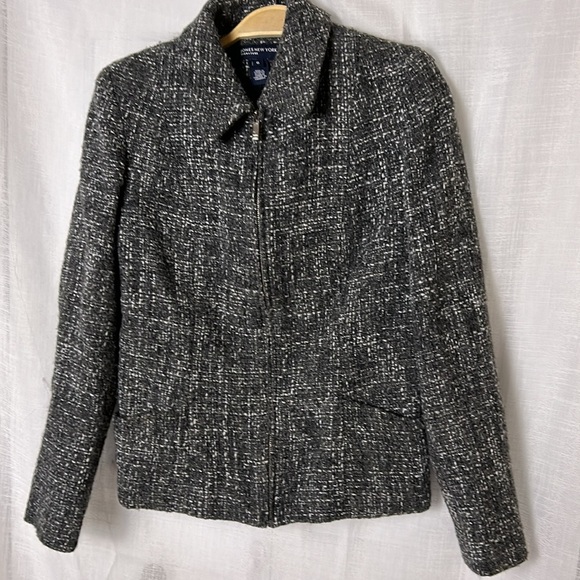 jacket,wool blend,zip, fitted,tweed, preppy clueless,academia,career,great cond - Picture 1 of 15